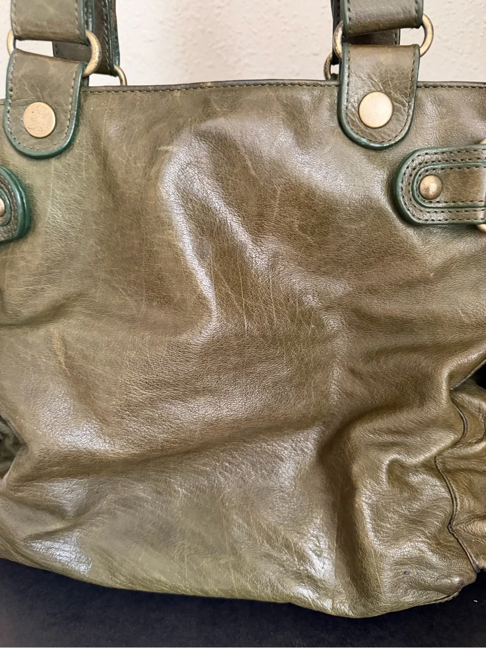 Kooba Vintage Distressed Leather Satchel Bag